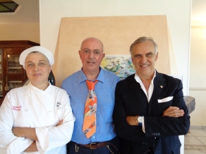 Ristorante Mocajo. La Chef Laura Lorenzini, Giorgio Dracopulos e Fabrizio Lorenzini.